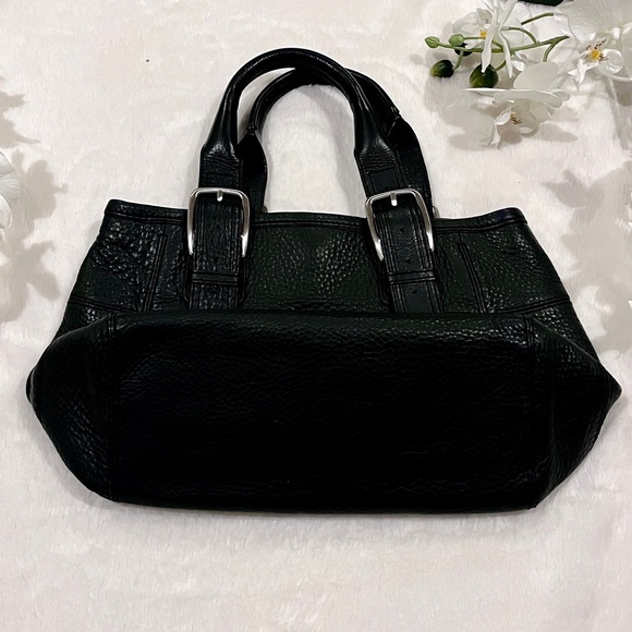 ✨🖤COLE HAAN Black Pebbled Leather Shoulder Purse Bag w/Adj. Buckle Straps 🖤✨ - Picture 3 of 17